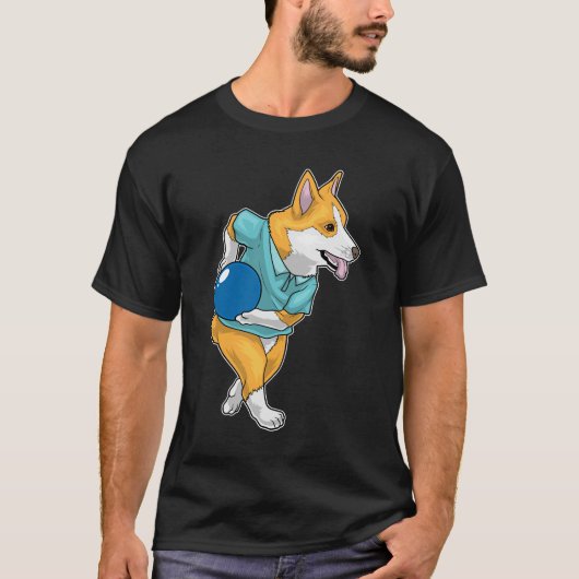 Corgi Bowling Bowling Ball T-Shirt (Vorderseite)