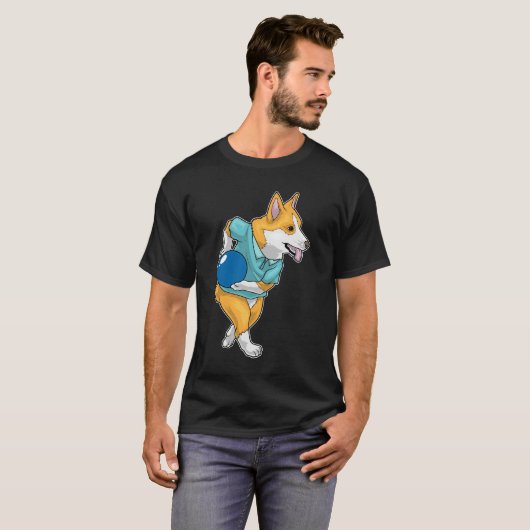 Corgi Bowling Bowling Ball T-Shirt (Vorne ganz)