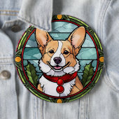 Corgi-Buntglas-Weihnachten Button (Beispiel)