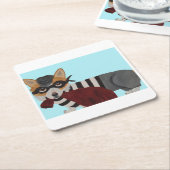 Corgi Burglar  Rechteckiger Pappuntersetzer (angewinkelt)