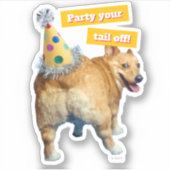 Corgi Butt Birthday Hat Aufkleber (Vorderseite)