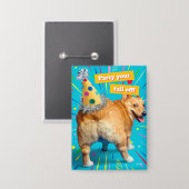 Corgi Butt Birthday Hat Button (Vorderseite/Rückseite)