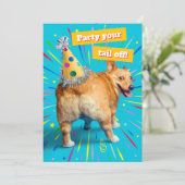 Corgi Butt Birthday Hat Einladung (Stehend Vorderseite)
