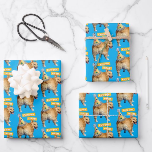 Corgi Butt Birthday Hat Geschenkpapier Set (Vorderseite)