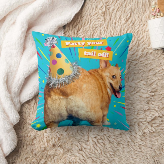 Corgi Butt Birthday Hat Kissen (Decke)
