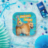 Corgi Butt Birthday Hat Pappteller (Party)