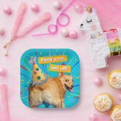 Corgi Butt Birthday Hat Pappteller (Party)