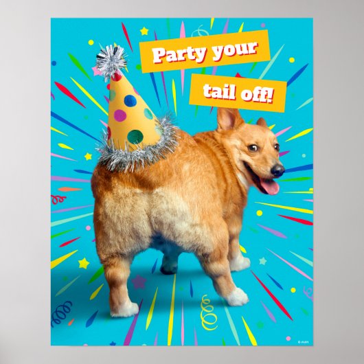 Corgi Butt Birthday Hat Poster (Vorne)