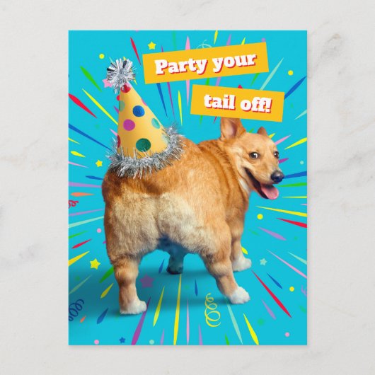 Corgi Butt Birthday Hat Postkarte (Vorderseite)