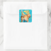 Corgi Butt Birthday Hat Quadratischer Aufkleber (Tasche)