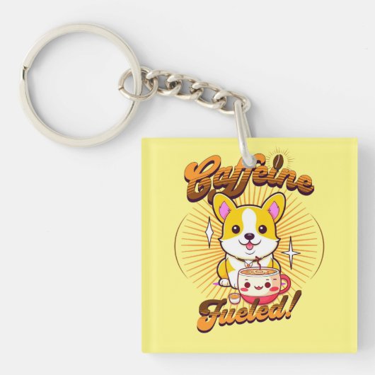 CORGI CAFFEINE FÜHLT! SCHLÜSSELANHÄNGER (Vorderseite)