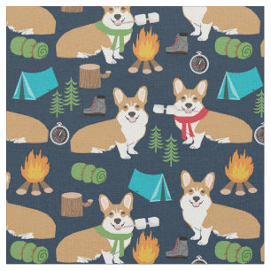 Corgi Camping im Freien Marineblau Stoff