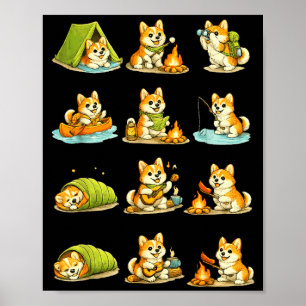 Corgi Camping süßer Hund Wanderer Camper Familie Poster