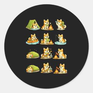 Corgi Camping süßer Hund Wanderer Camper Familie Runder Aufkleber