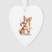 Corgi Candy Cane Freude Ornament (Vorderseite)