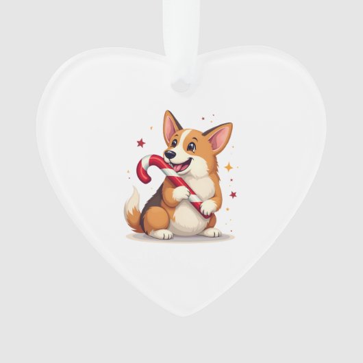 Corgi Candy Cane Freude Ornament (Vorderseite)
