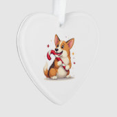 Corgi Candy Cane Freude Ornament (Vorderseite)