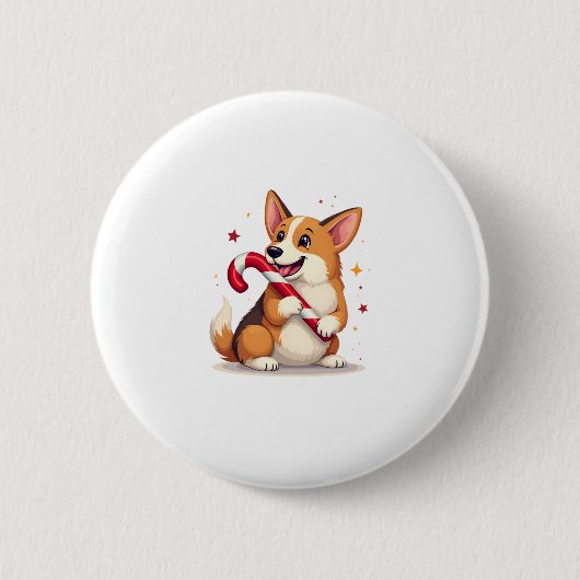Corgi Candy Cane Joy Button (Vorderseite)