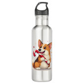 Corgi Candy Cane Joy Edelstahlflasche (Vorderseite)