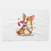 Corgi Candy Cane Joy Geschirrtuch (Horizontal)