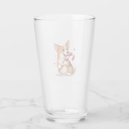 Corgi Candy Cane Joy Glas (Rückseite)