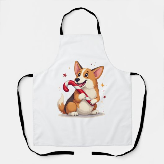 Corgi Candy Cane Joy Hund Schürze (Vorderseite)
