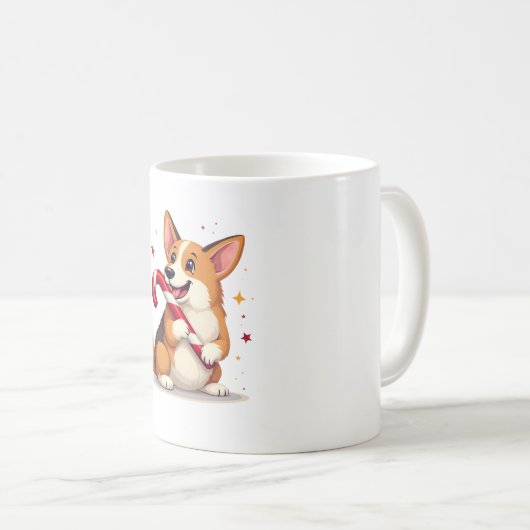 Corgi Candy Cane Joy Kaffeetasse (VorderseiteRechts)
