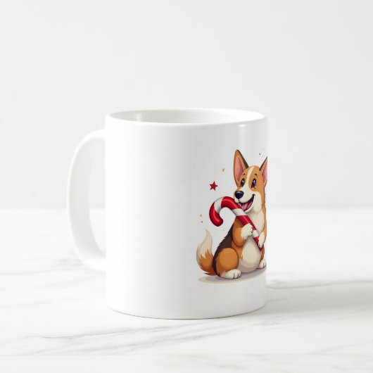 Corgi Candy Cane Joy Kaffeetasse (Vorderseite Links)