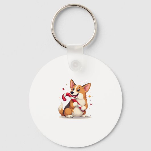 Corgi Candy Cane Joy Schlüsselanhänger (Vorderseite)