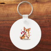 Corgi Candy Cane Joy Schlüsselanhänger (Vorderseite)