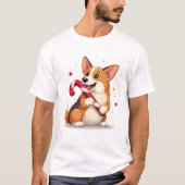 Corgi Candy Cane Joy T-Shirt (Vorderseite)