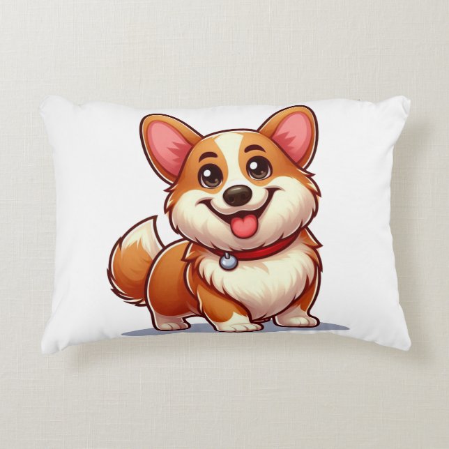 Corgi Cartoon Dekokissen (Vorderseite)