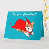 Corgi Cartoon Hero Birthday Card Karte (Gelbe Blume)