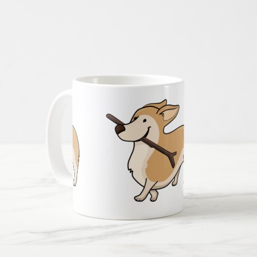 Corgi-Cartoon Kaffeetasse (Vorderseite Links)