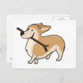 Corgi-Cartoon Postkarte (Vorne/Hinten)