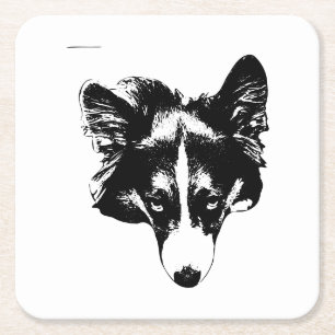 Corgi-Charme direkt neben dem Glas Rechteckiger Pappuntersetzer