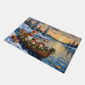 Corgi Christmas Boat Holiday Fußmatte (Schrägansicht)