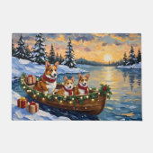 Corgi Christmas Boat Holiday Fußmatte (Vorderseite)