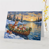 Corgi Christmas Boat Holiday Karte (Gelbe Blume)