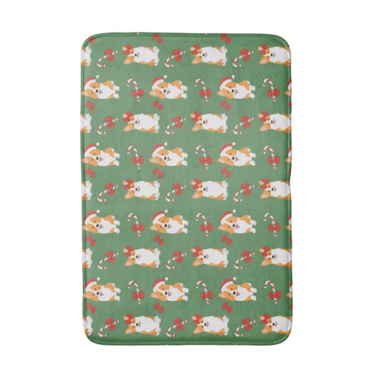 Corgi Christmas Candy Cane Pattern Badematte (Vorderseite Vertikal)