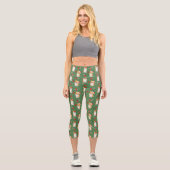Corgi Christmas Candy Cane Pattern Capri Leggings (Vorderseite)