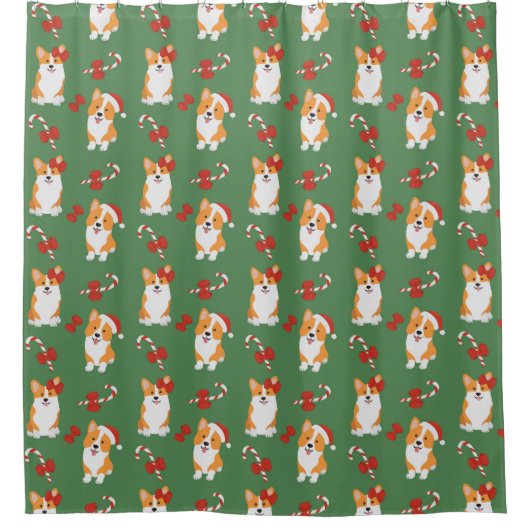 Corgi Christmas Candy Cane Pattern Duschvorhang (Vorderseite)