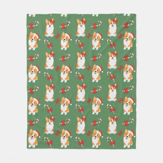Corgi Christmas Candy Cane Pattern Fleecedecke (Vorderseite)