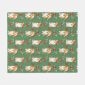 Corgi Christmas Candy Cane Pattern Fleecedecke (Vorderseite (Horizontal))