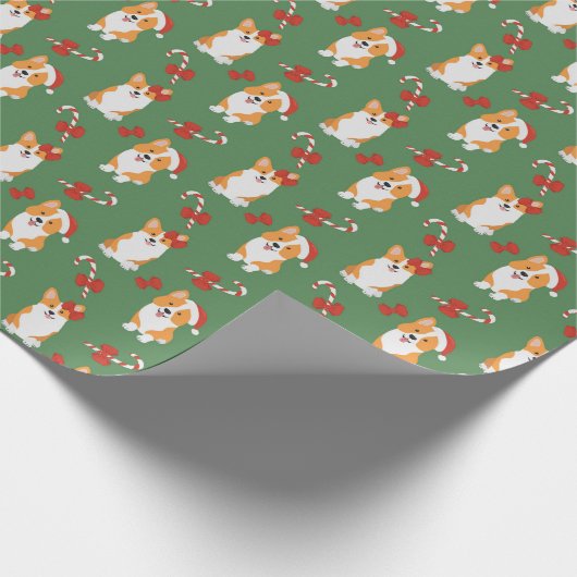 Corgi Christmas Candy Cane Pattern Geschenkpapier (Ecke)
