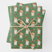 Corgi Christmas Candy Cane Pattern Geschenkpapier Set (Beispiel)