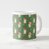 Corgi Christmas Candy Cane Pattern Jumbo-Tasse (Vorderseite Rechts)