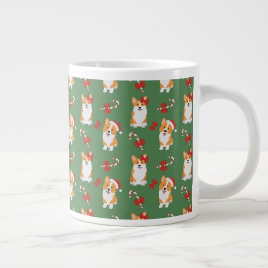 Corgi Christmas Candy Cane Pattern Jumbo-Tasse (Rechts)