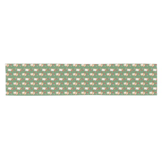 Corgi Christmas Candy Cane Pattern Kurzer Tischläufer (Horizontal)
