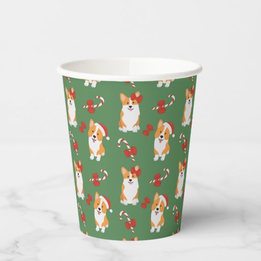 Corgi Christmas Candy Cane Pattern Pappbecher (Links)